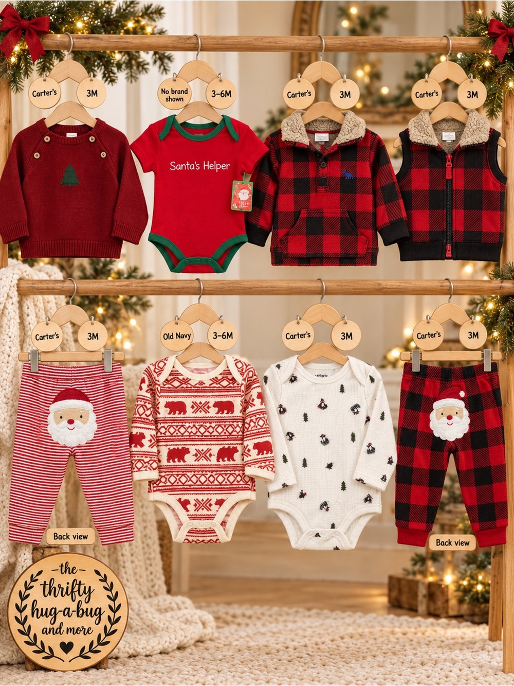 Baby Christmas Bundle 8 Pieces Carter’s Old Navy 3M 3–6M Buffalo Plaid Santa
